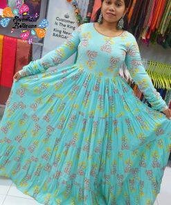 Light Sky Blue Premium Pure Cotton Full Flared Anarkali Designer Women Kurthi Light Sky Blue Premium Pure Cotton Full Flared Anarkali Designer Women Kurthi