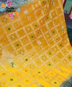 Yellow and Green Colour Premium Dancing Women's designer Banarasi Silk Saree Yellow and Green Colour Premium Dancing Women's designer Banarasi Silk Saree