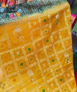 Alternative view of Yellow and Green Colour Premium Dancing Women's designer Banarasi Silk Saree