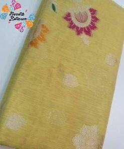 Yellow Colour Premium Meenakari Designer Banarasi Silk Cotton Saree