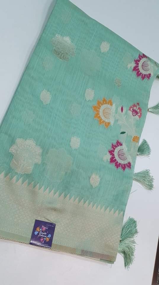 Peacock Green Colour Premium Meenakari Designer Banarasi Silk Cotton Saree Peacock Green Colour Premium Meenakari Designer Banarasi Silk Cotton Saree - Image 2