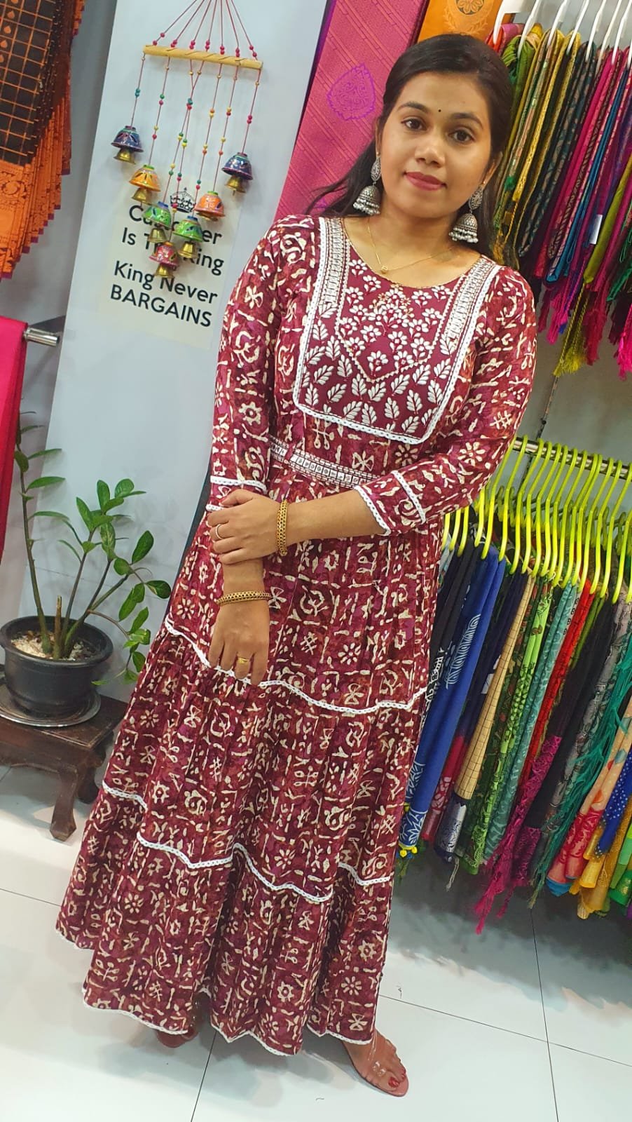 Maroon and White Colour Embroidery Frock Style Kurthi Maroon and White Colour Embroidery Frock Style Kurthi