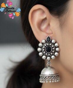 Oxidised Silver Jhumkha