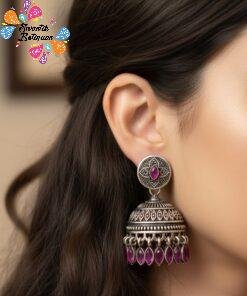Oxidised Silver Jhumkha
