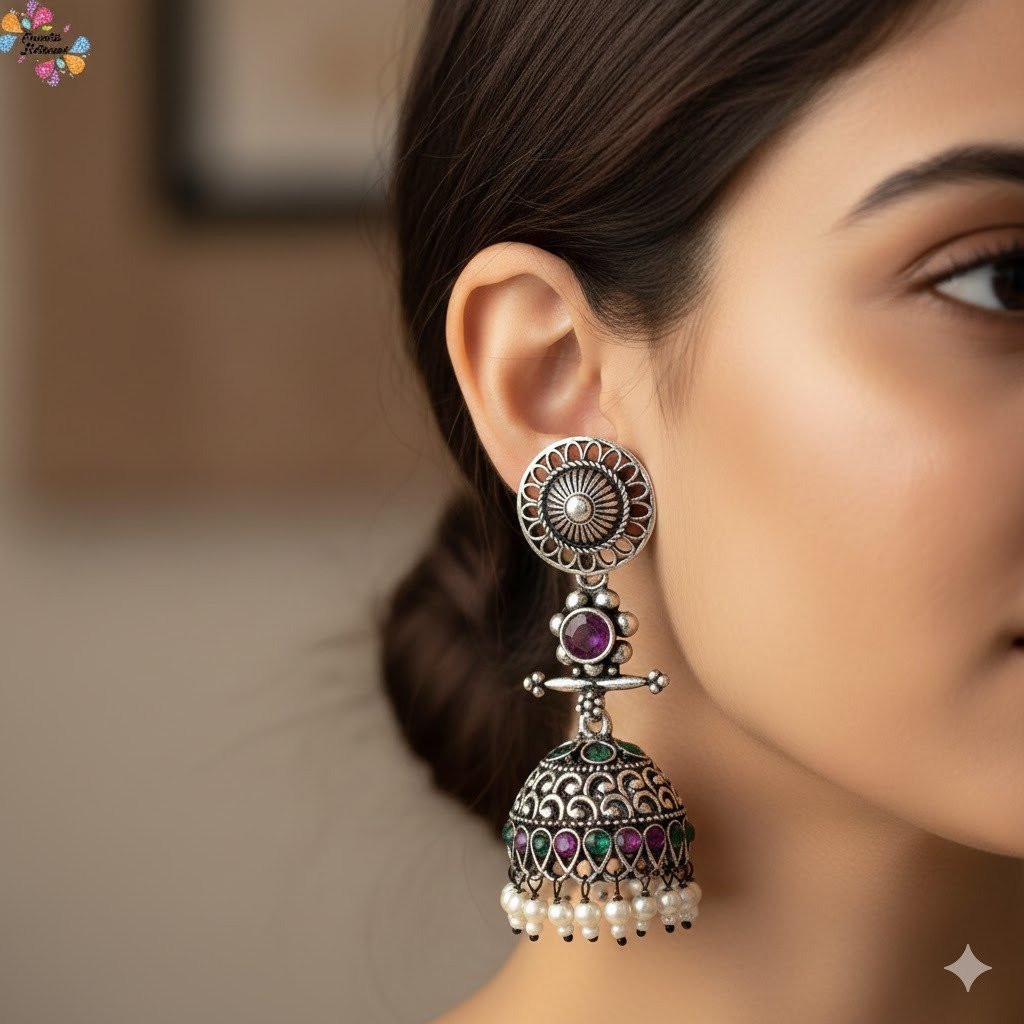 Oxidised Silver Jhumkha Oxidised Silver Jhumkha