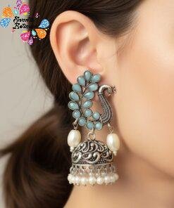 Oxidised Silver Jhumkha