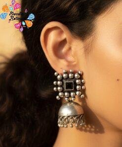 Oxidised Silver Jhumkha
