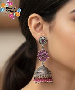 Oxidised Silver Jhumkha