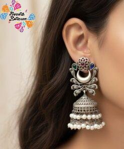 Oxidised Silver Jhumkha