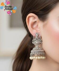Oxidised Silver Jhumkha