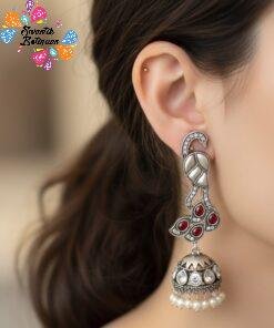 Oxidised Silver Jhumkha