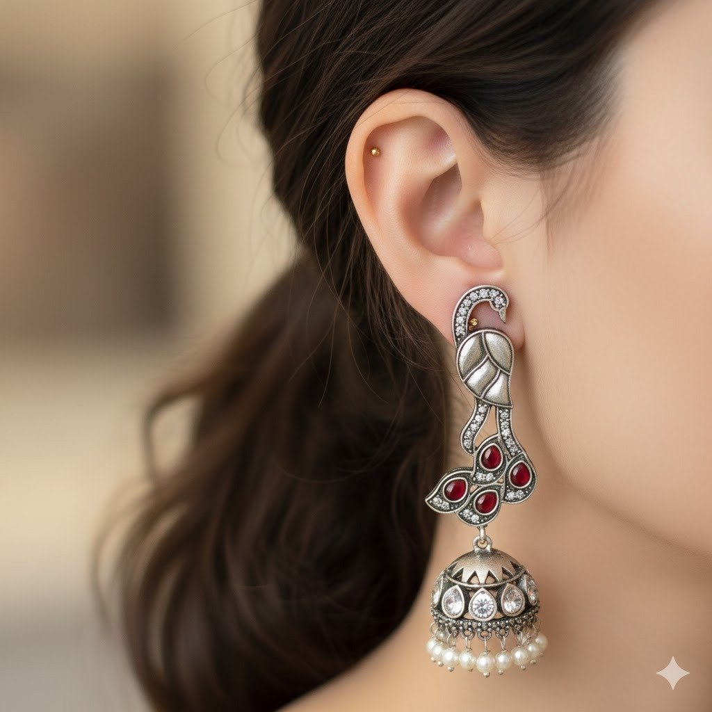 Oxidised Silver Jhumkha Oxidised Silver Jhumkha