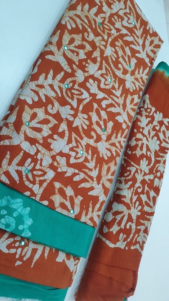 Orange and Peacock Green Colour Shalwar Material Orange and Peacock Green Colour Shalwar Material