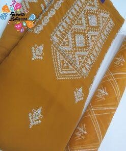 Alternative view of Yellow and White Colour Shalwar Material