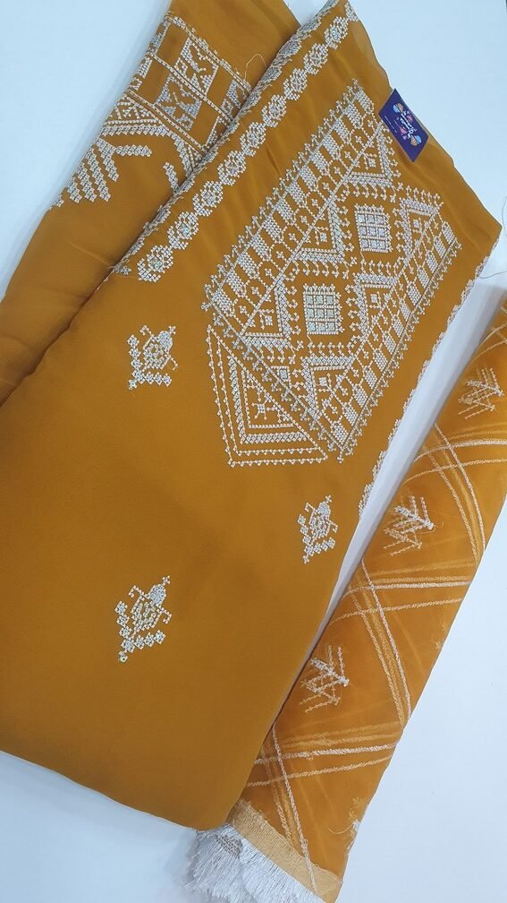 Yellow and White Colour Shalwar Material