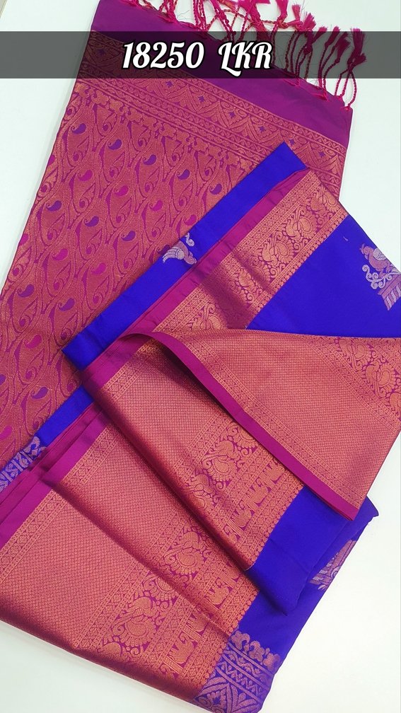 Ink Blue and Pink Colour Premium Soft Silk Saree - Image 2