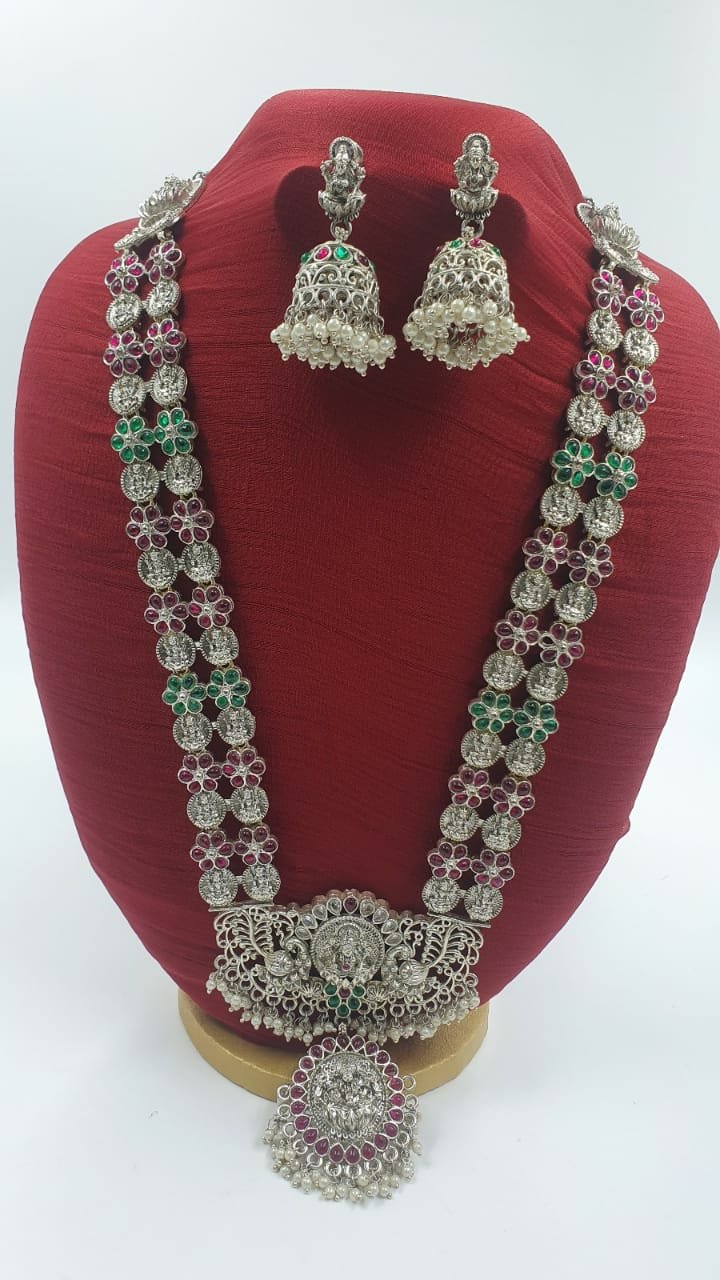 Maha Lakshmi Designer Oxidised Matte Silver Harram Maha Lakshmi Designer Oxidised Matte Silver Harram