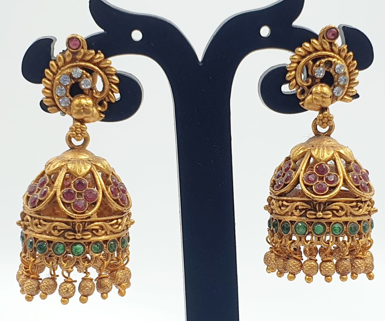 Peacock Designer Matte Finished Jhumka