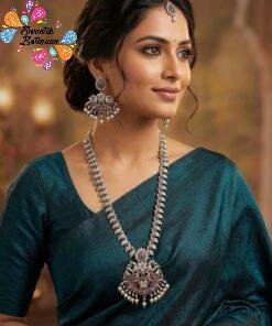 Peacock Silver Oxidised Matte Finished Harram