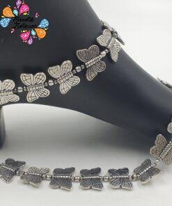 Alternative view of Oxidised Silver Anklet