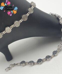 Alternative view of Oxidised Silver Anklet