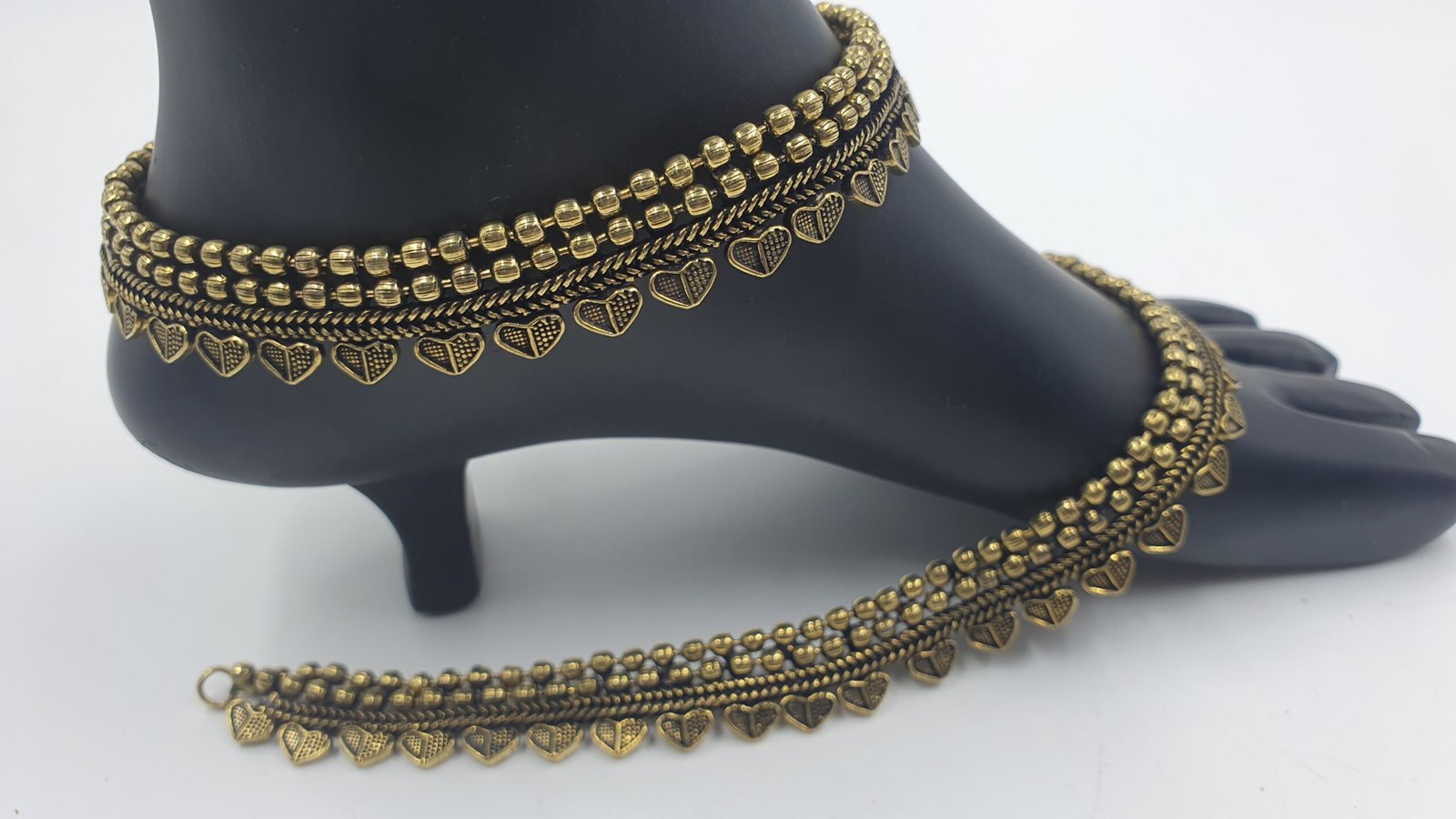 Gold Oxidised Anklet