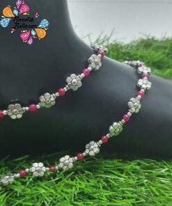 Alternative view of Oxidised Silver Anklet