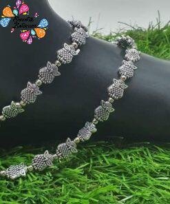 Alternative view of Oxidised Silver Anklet