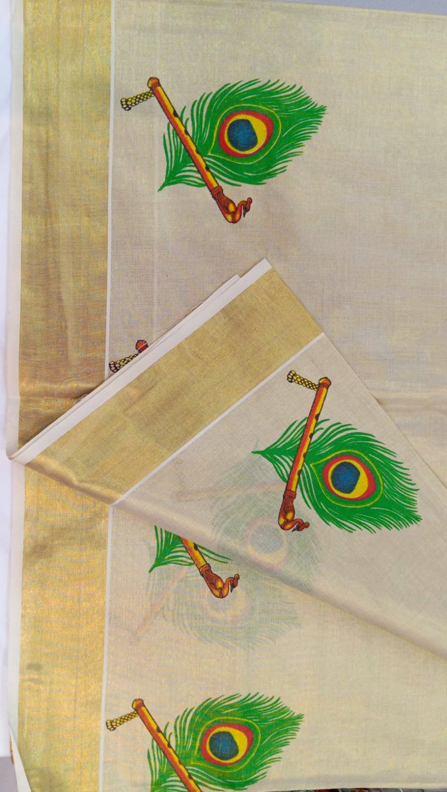 Peacock Feather Designer kerala Tissue Silk Saree Peacock Feather Designer kerala Tissue Silk Saree - Image 3