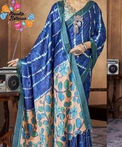 Dye Kalamkari Tussur Silk Saree Dye Kalamkari Tussur Silk Saree