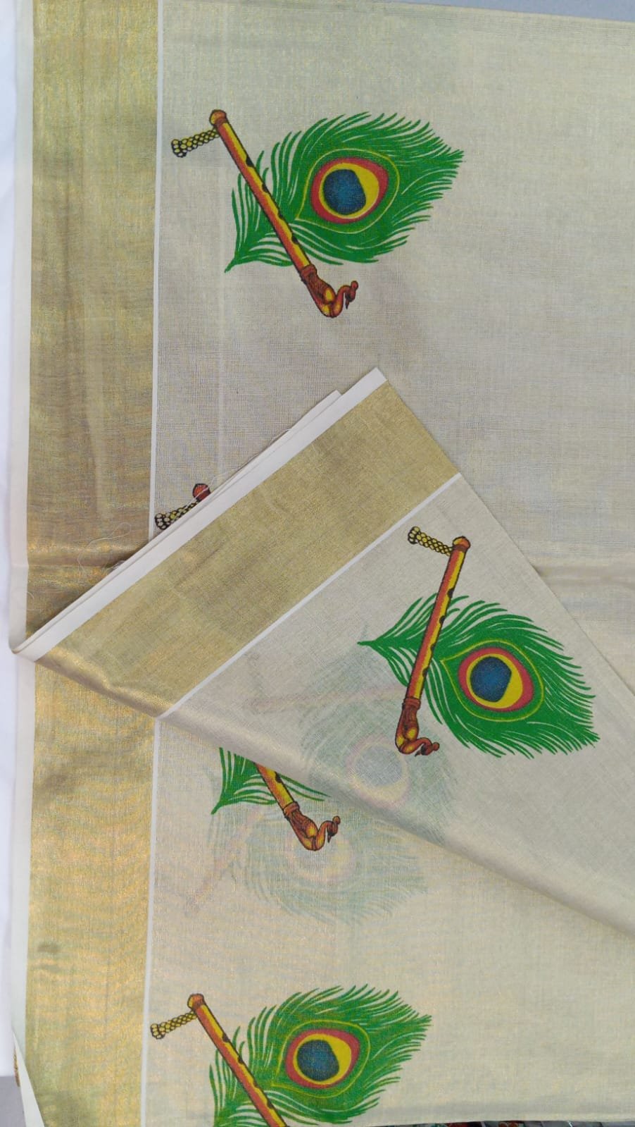 Peacock Feather Designer kerala Tissue Silk Saree Peacock Feather Designer kerala Tissue Silk Saree - Image 2