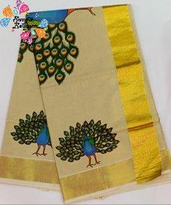 Peacock Designer Kerala Tissue Silk Saree