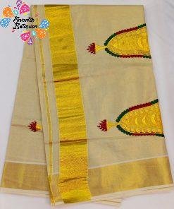 Floral Designer Kerala Tissue Silk Saree
