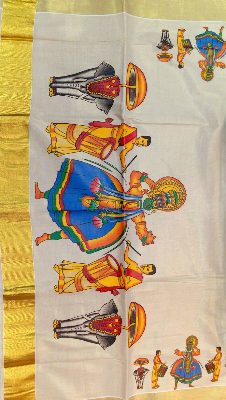 Kathakali Dance Designer Kerala Tissue Silk Saree Kathakali Dance Designer Kerala Tissue Silk Saree - Image 2