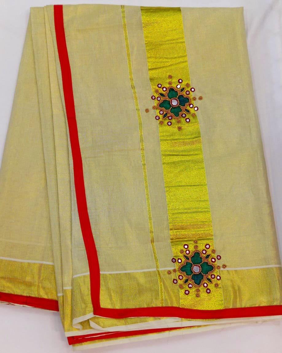 Floral Designer Kerala Tissue Silk Saree Floral Designer Kerala Tissue Silk Saree - Image 3