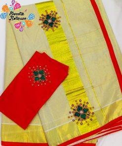 Floral Designer Kerala Tissue Silk Saree