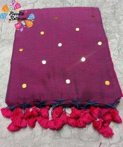 Magenta and Pink Sequin Khadi Cotton Sarees