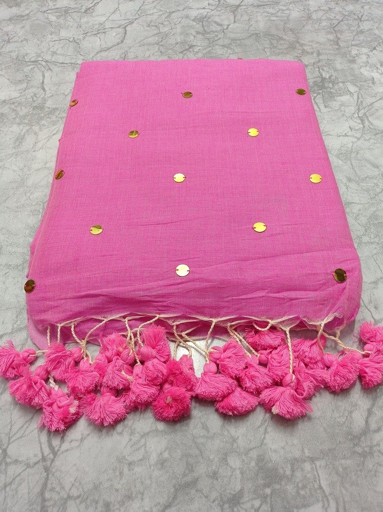 Pink Sequin Khadi Cotton Sarees Pink Sequin Khadi Cotton Sarees