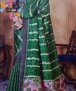 Green Dye Kalamkari Tussur Silk Saree