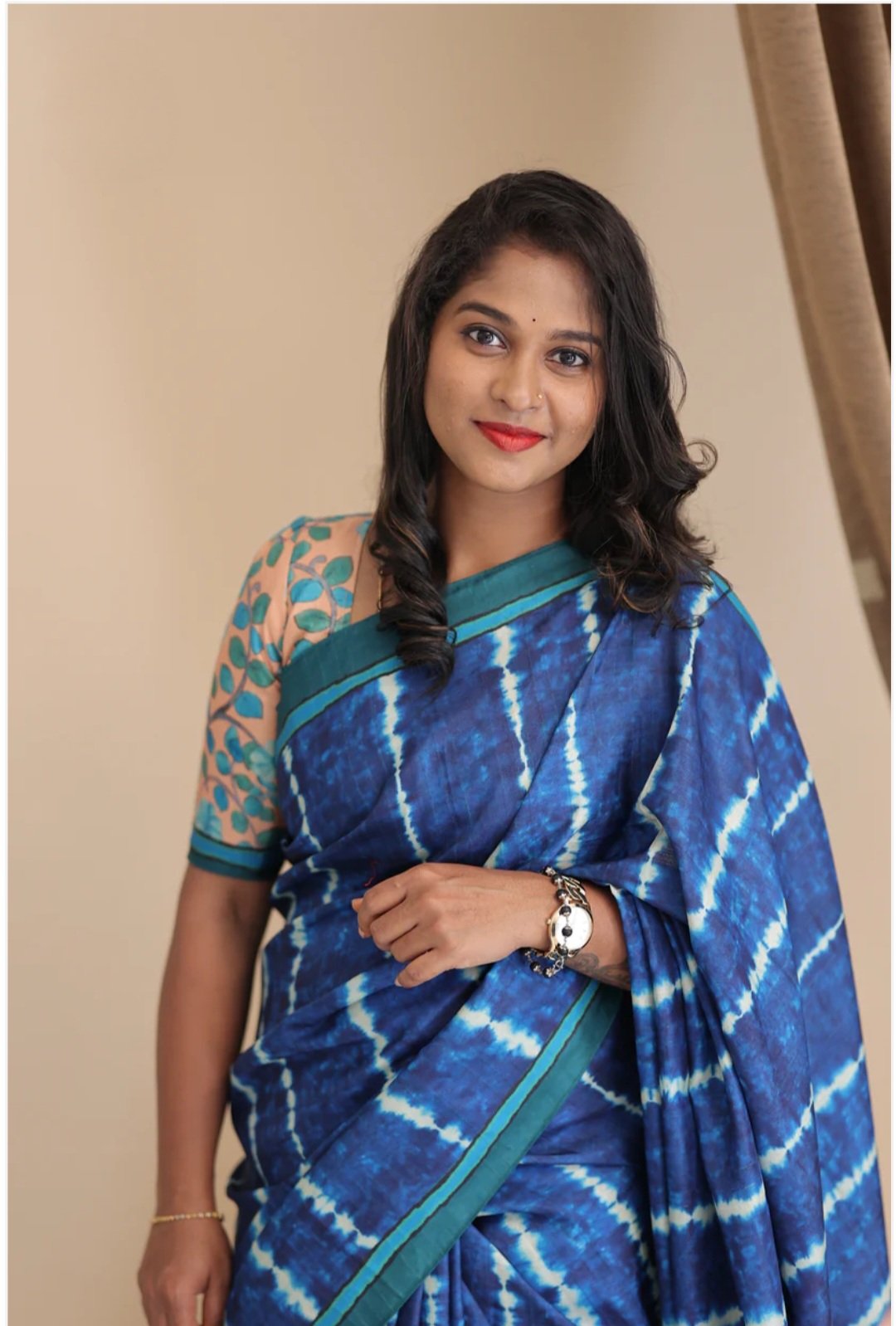 Dye Kalamkari Tussur Silk Saree Dye Kalamkari Tussur Silk Saree