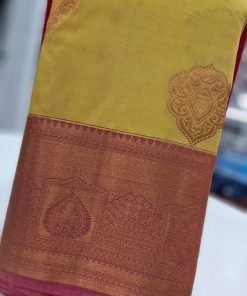 Yellow and Pink Colour Premium Kanchi Semi Silk Saree