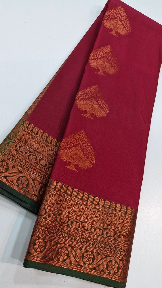 Jam Colour Premium Kanchi Semi Silk Saree Jam Colour Premium Kanchi Semi Silk Saree - Image 3