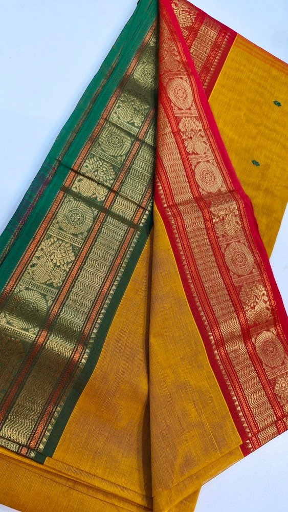 Red and Yellow Colour Pure Chettinad Cotton Saree Red and Yellow Colour Pure Chettinad Cotton Saree