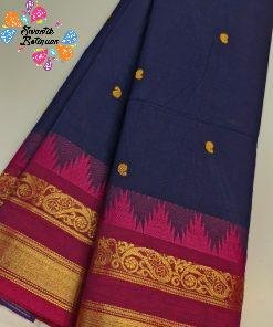 Blue and Pink Colour Pure Chettinad Cotton Saree