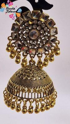 Premium Oxidised Gold Jhumkha