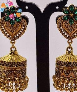 Premium Oxidised Gold Jhumkha