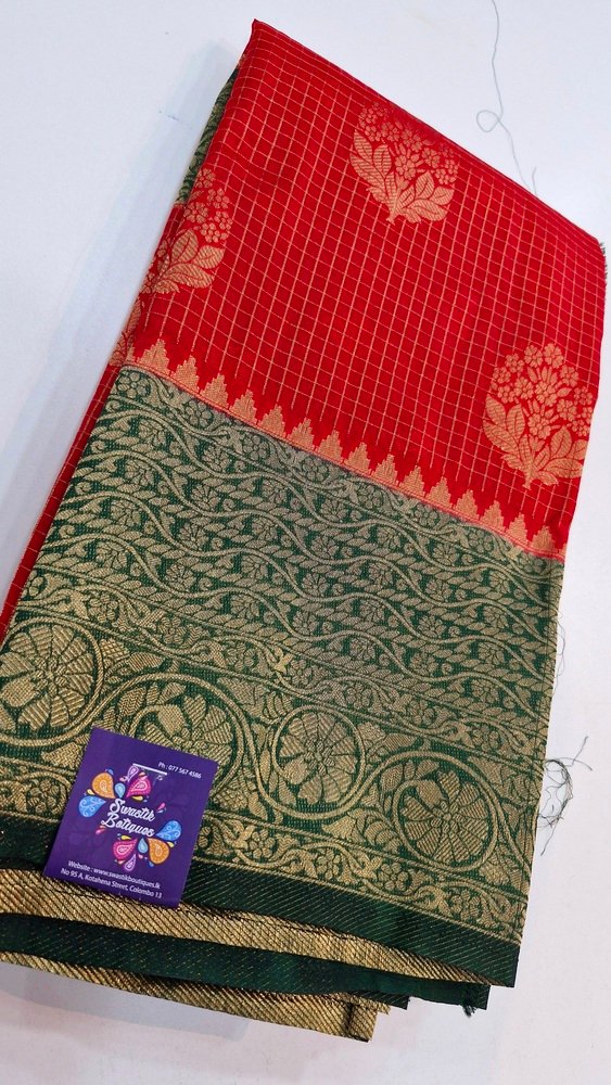 Red & Green Colour Premium Banarasi Semi Silk Saree Red & Green Colour Premium Banarasi Semi Silk Saree