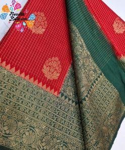 Red & Green Colour Premium Banarasi Semi Silk Saree Red & Green Colour Premium Banarasi Semi Silk Saree