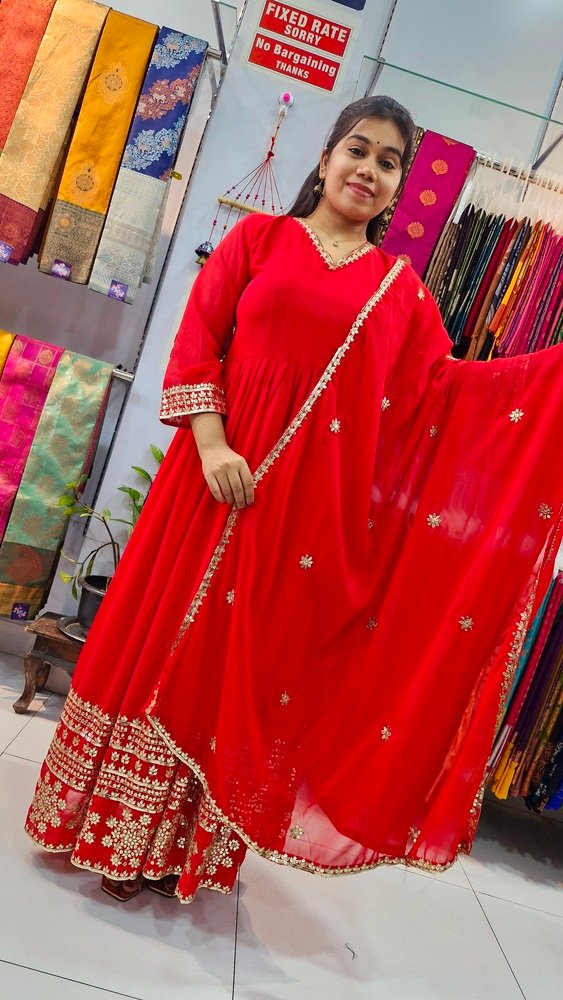 Beautiful Faux Georgette Ready Made Gown Beautiful Faux Georgette Ready Made Gown - Image 3