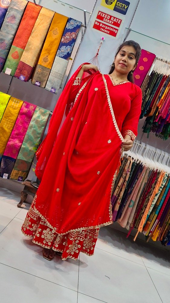 Beautiful Faux Georgette Ready Made Gown Beautiful Faux Georgette Ready Made Gown - Image 5